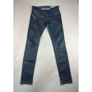 Diesel Jeans Women’s 25 Black Coated Stretch Super Slim Jegging‎ Low Rise